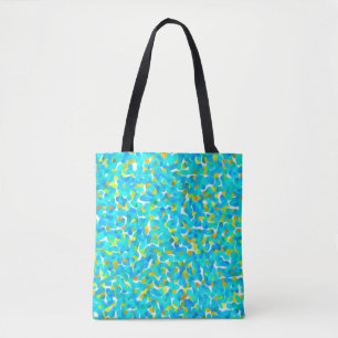 Tote Bag Turquoise Jaune Vert Bleu Noir Abstrait Motif