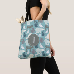 Tote Bag Turquoise Motif d'hiver de la faune