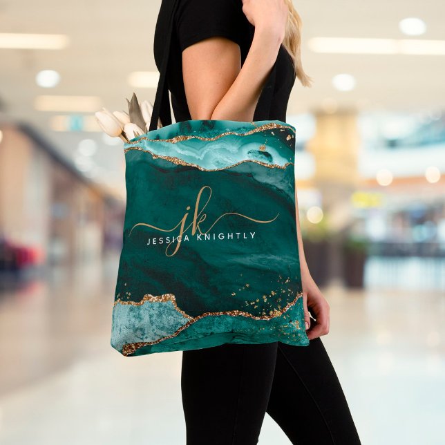 Tote Bag Turquoise Turquoise Agate Gold Parties scintillant (Créateur téléchargé)