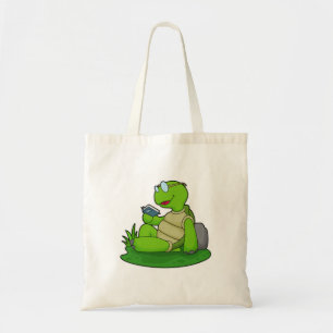 Tote Bag Turtle Reading Book