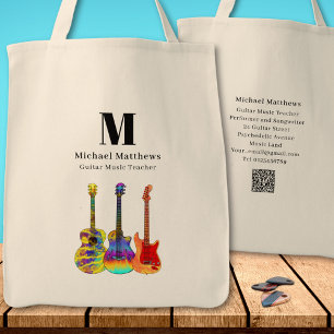 Tote Bag Tuteur de musique de guitare Code QR personnalisé