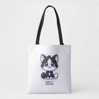 Tote Bag tuxedo cat le garder classe