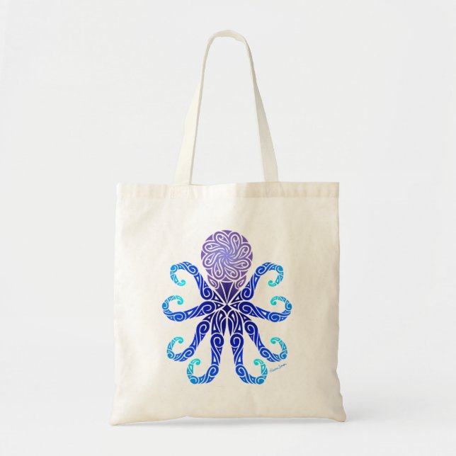 Tote Bag Twilight Blues de la pieuvre tribale (Devant)
