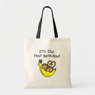 Tote Bag Twin Boys 1st Birthday Monkey Tshirts et cadeaux