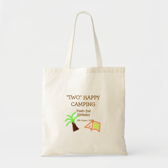 Tote Bag Two happy camping 2nd birthday tree camp kids (Devant)
