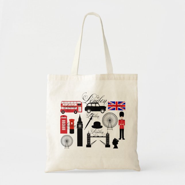 Tote Bag Typo moderne de cru d'icônes de Londres (Devant)