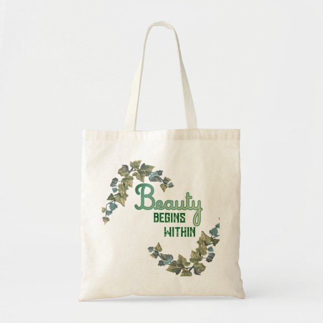Tote Bag Typographie botanique de beauté (Devant)