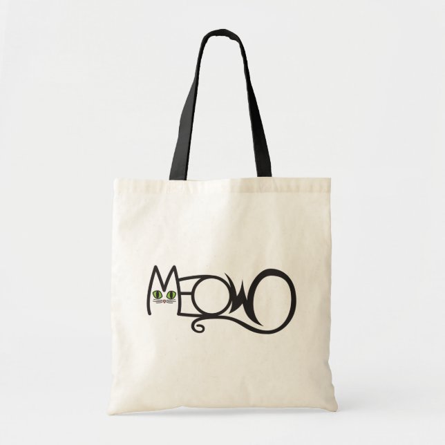 Tote Bag Typographie de chat Miaou (Devant)