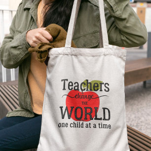 Tote Bag Typographie de la citation de pomme d'instituteur