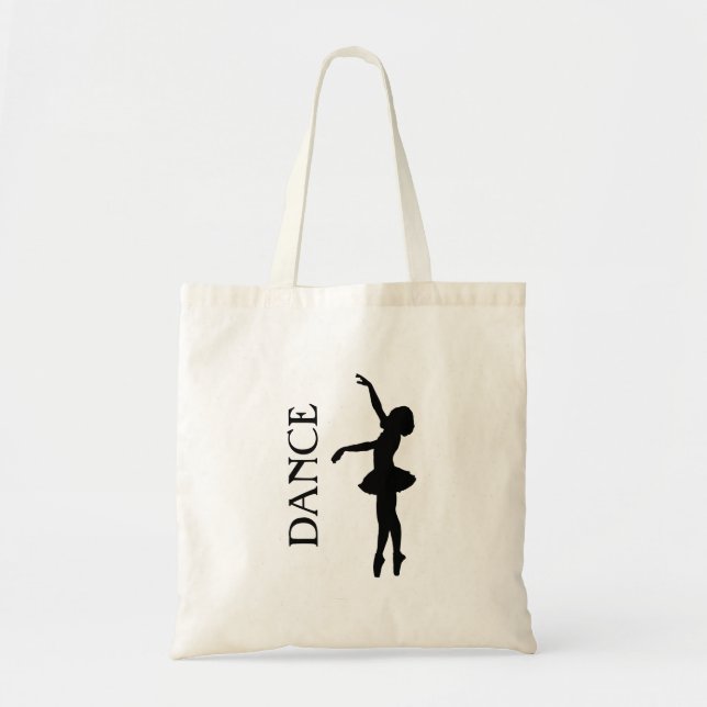 Tote Bag Typographie de la danse avec Ballerina Silhouette (Devant)