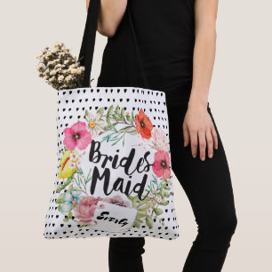 Tote Bag Typographie de la servante de Bridesmaid Aquarelle