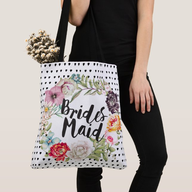 Tote Bag Typographie de la servante de Bridesmaid Aquarelle (De près)