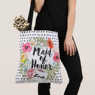 Tote Bag Typographie de la servante de Bridesmaid Aquarelle
