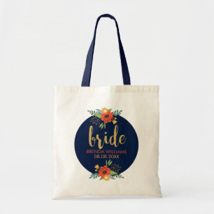 Tote Bag Typographie de mariée & Bouquet floral