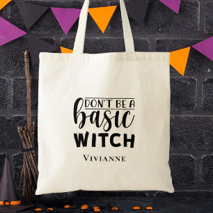 Tote Bag Typographie de script noir et blanc moderne Hallow