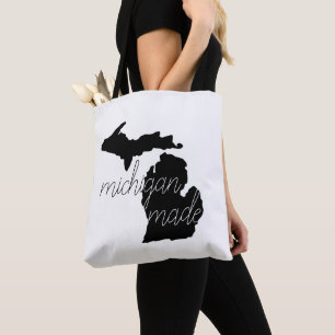 Tote Bag Typographie Du Michigan Avec Silhouette Noire