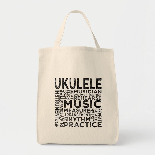 Tote Bag Typographie d'Ukulele (Devant)