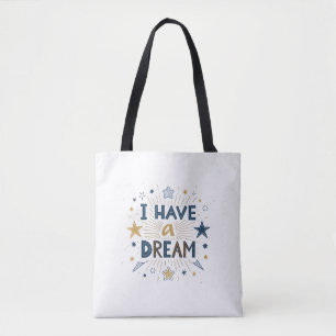 Tote Bag Typographie en explosion d'étoiles « I Have a Drea