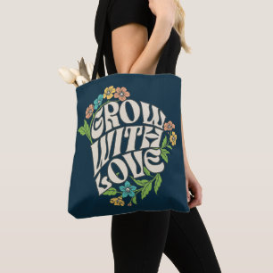 Tote Bag Typographie florale Croître avec amour