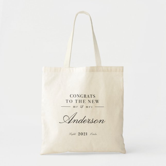 Tote Bag Typographie moderne et classe M. et Mme mariage (Devant)