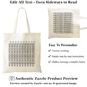 Tote Bag Typographie Moderne Message Secret Personnalisé Fo