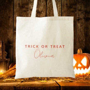 Tote Bag Typographie Moderne Trick Or Treat Enfants Hallowe