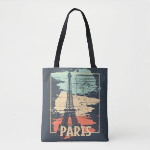 Tote Bag Typographie parisienne : affiche Eiffel abstraite.