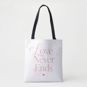 Tote Bag Typographie Rose Gold "L'amour ne finit jamais"