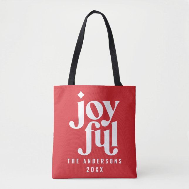 Tote Bag Typographie rouge moderne Noël (Devant)