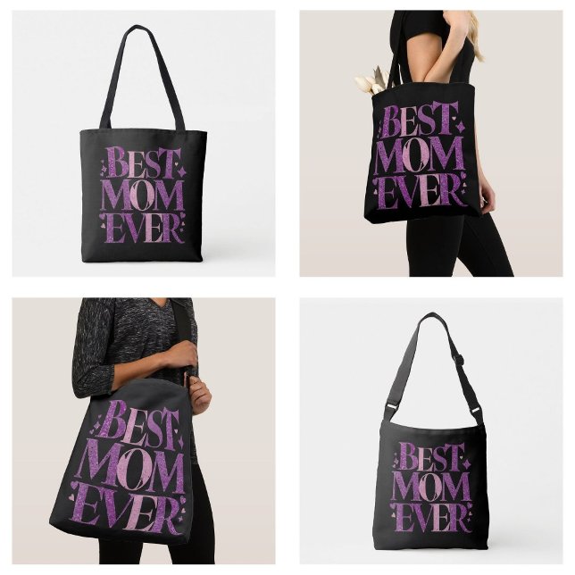 Tote Bag Typographie tendance Meilleure maman jamais (best mom ever bags Trendy Typography)