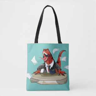 Tote Bag Tyrannosaurus Rex Boss Assis À Un Bureau.