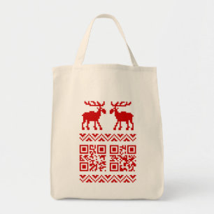 Tote Bag Ugly Christmas Sweater QR Code Happy New Year !