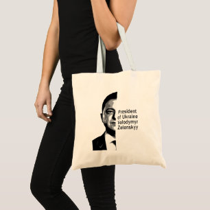 Tote Bag Ukraine Président Zelenskyy Half Portrait B&W Art