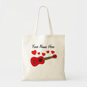 Tote Bag Ukulele Hearts Uke Player Musicien Personnalisé