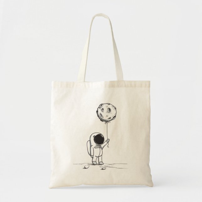 Tote Bag Un astronaute dans l'espace avec un ballon de lune (Devant)