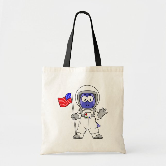 Tote Bag Un astronaute parasaurolophus tient le drapeau amé (Devant)