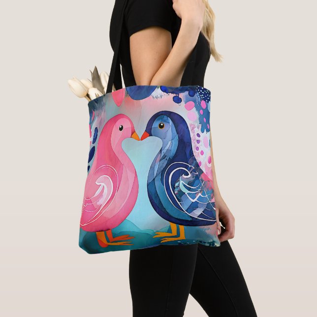 Tote Bag "Un baiser en plumes" Heureuse Sainte-Valentin (De près)