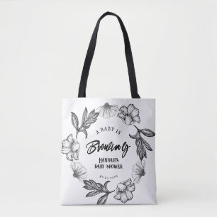 Tote Bag Un bébé brasse un Baby shower de tatouage à fleurs