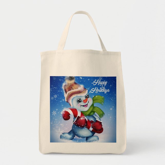 Tote Bag Un bonhomme de neige festif (Devant)
