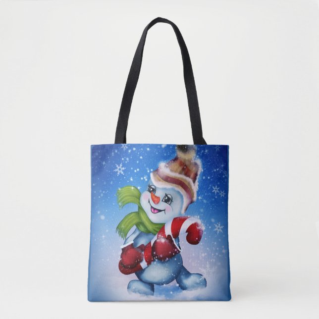 Tote Bag Un bonhomme de neige festif (Devant)