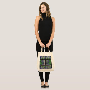 Tote Bag un design de motif vert et jaune