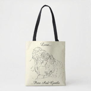 Tote Bag Un dessin affectueux tendre de fille embrassant le
