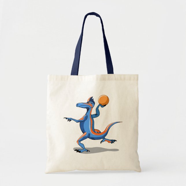 Tote Bag Un Dessin Iguanodon Jouant Au Basket-Ball. (Devant)