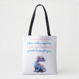 Tote Bag Un dragon rose et bleu vous garde des rêves