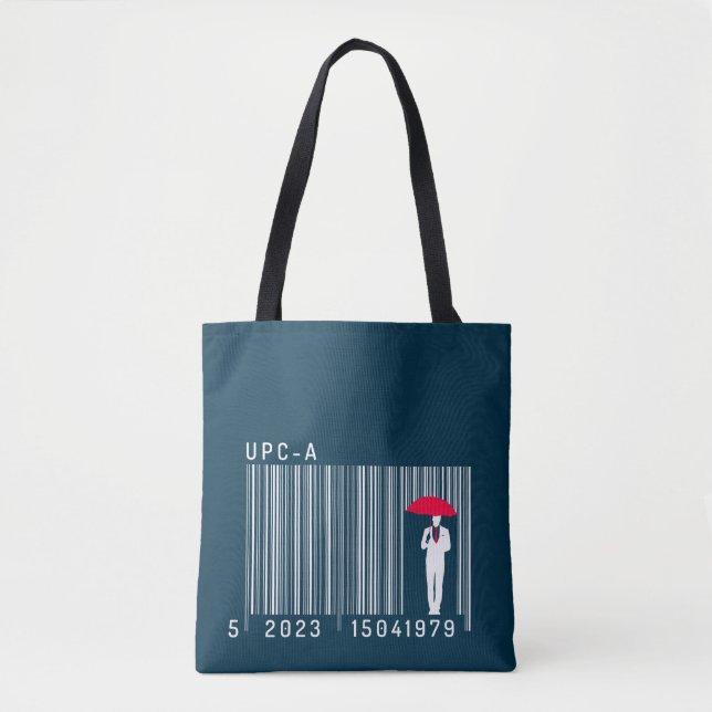 Tote Bag Un homme élégant tenant un code barre parapluie (Devant)
