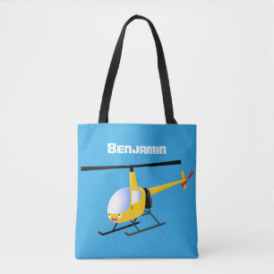 Tote Bag Un joli hélicoptère de dessin animé jaune