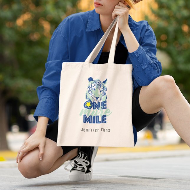 Tote Bag Un kilomètre de plus Motivational Blue Tiger (Créateur téléchargé)