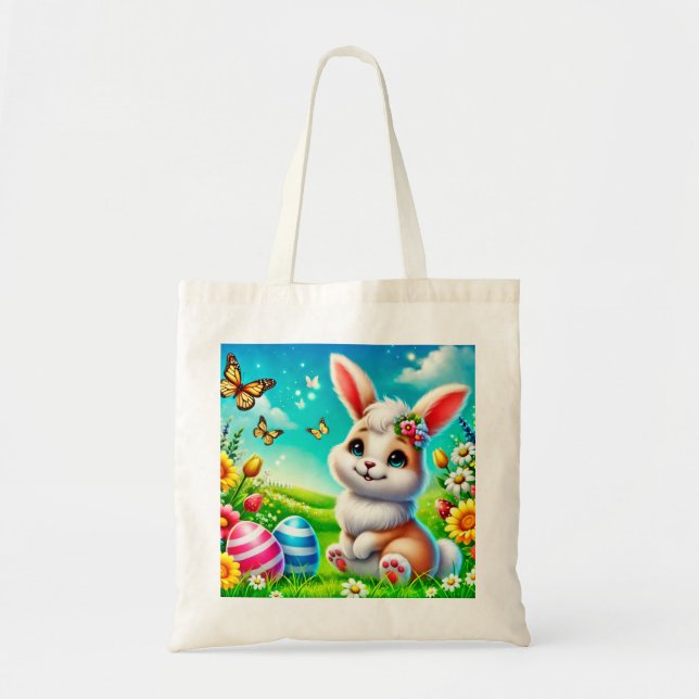 Tote Bag Un lapin heureux (Devant)