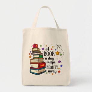 Tote Bag Un livre par jour éloigne la réalité