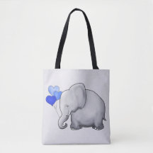 Un magnifique éléphant gris avec des ballons bleus